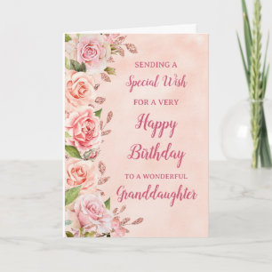 Pink Flowers Granddaughter Birthday Card