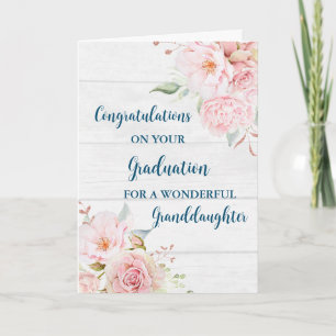 Pink Flowers Granddaughter Graduation Card