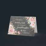 Pink Flowers Granddaughter in Law Birthday Card<br><div class="desc">Pretty and thoughtful greeting card for your granddaughter in law's birthday with light blush pink watercolor flowers,  chalkboard rustic pattern and hand lettered style text.</div>