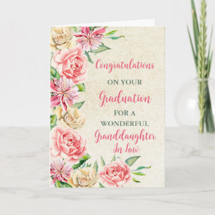 Pink Flowers Granddaughter in Law Graduation Card