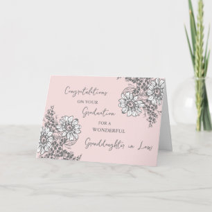 Pink Flowers Granddaughter in Law Graduation Card