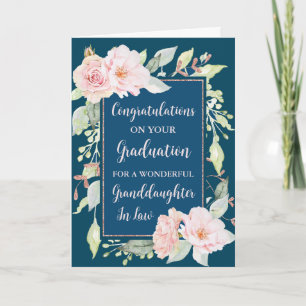 Pink Flowers Granddaughter in Law Graduation Card