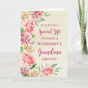 Pink Flowers Grandma Happy Mother's Day Card