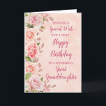 Pink Flowers Great Granddaughter Birthday Card<br><div class="desc">A beautiful card for your great granddaughter on her birthday with pastel pink flowers and rose gold effect details.</div>