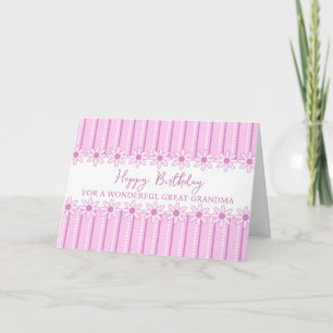 Pink Flowers Great Grandma Birthday Card
