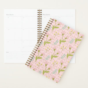 Pink Flowers Green Leaves Floral Garden Spring Planner