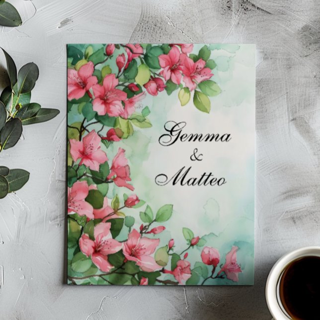 Pink Flowers Greenery Wedding Invitation (Creator Uploaded)