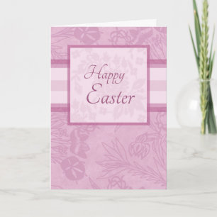 Pink Flowers Happy Easter Card