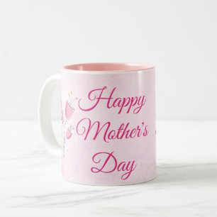PINK FLOWERS HAPPY MOTHER'S DAY  Two-Tone COFFEE  Mug