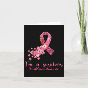 Pink Flowers Heart I'm A Survivor Breast Cancer Aw Card