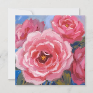 Pink Flowers  Holiday Card