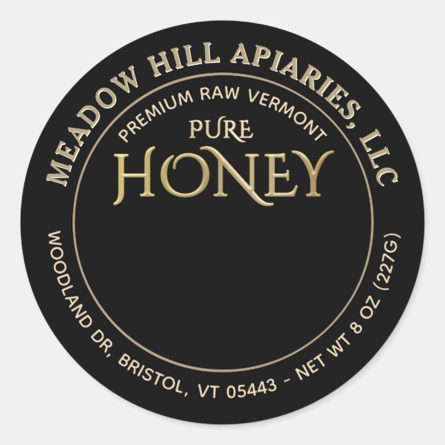 PINK FLOWERS HONEY LABEL GOLD ON BLACK (Front)