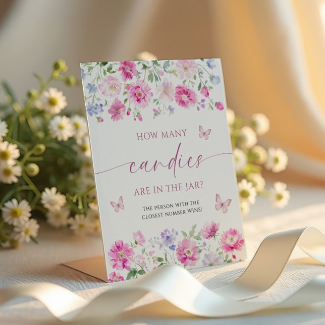 Pink Flowers How Many Candies Are In The Jar  Pedestal Sign (Creator Uploaded)