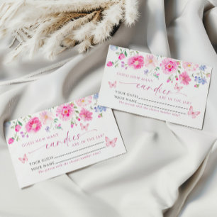 Pink Flowers How Many Candies Shower Game card