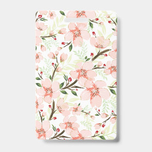Pink flowers ID badge