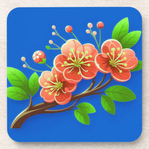 Pink flowers illustration coaster
