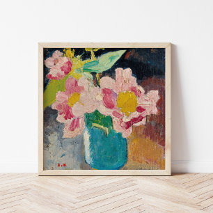 Pink Flowers in a Blue Vase   Louis Valtat Poster