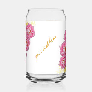 pink flowers in a gold frame editable can glass