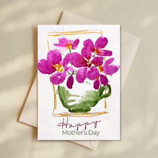 Pink Flowers in a Teacup Mother’s Day  Card