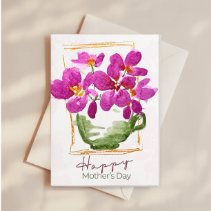 Pink Flowers in a Teacup Mother’s Day  Card