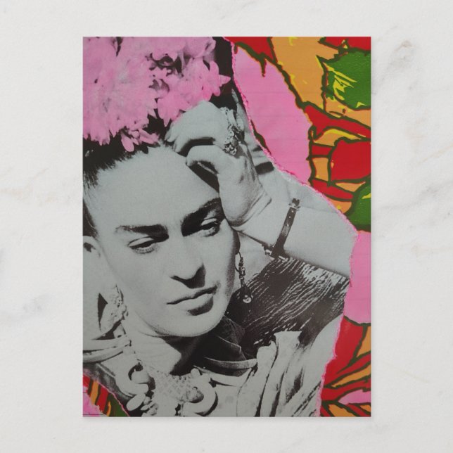 Pink Flowers in Her Hair Retro Flowers Collage Postcard (Front)