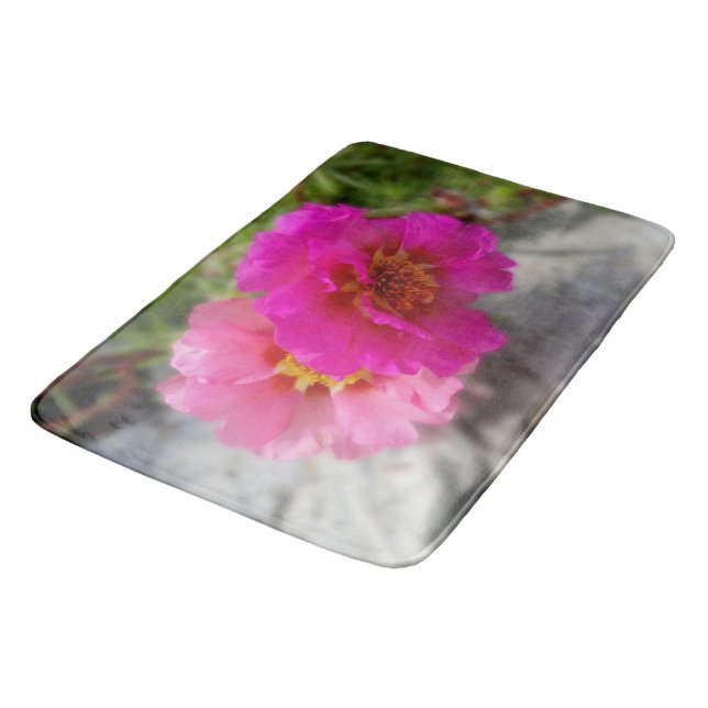 Pink flowers in the sun bath mat (Angled)