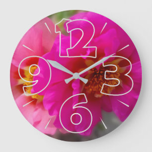 Pink flowers in the sun large clock