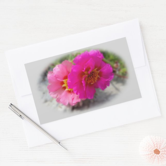 Pink flowers in the sun rectangular sticker (Envelope)