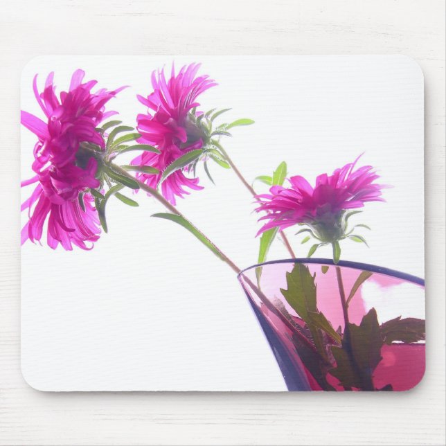 Pink Flowers in Vase Mouse Pad (Front)