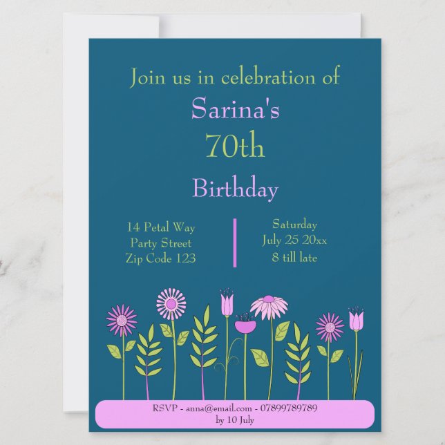 pink flowers invitation (Front)