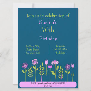 pink flowers invitation