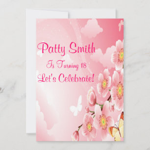 Pink Flowers Invitation