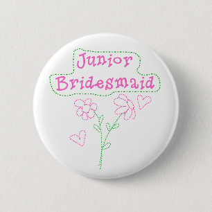 Pink Flowers Junior Bridesmaid 6 Cm Round Badge