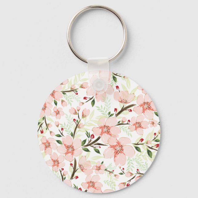 Pink flowers key ring (Front)