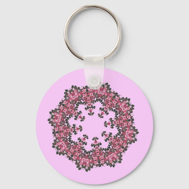 Pink Flowers Key Ring (Front)