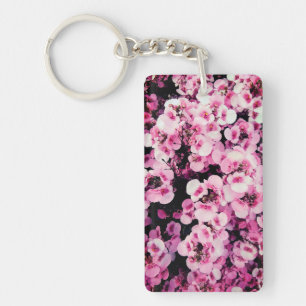 Pink flowers key ring