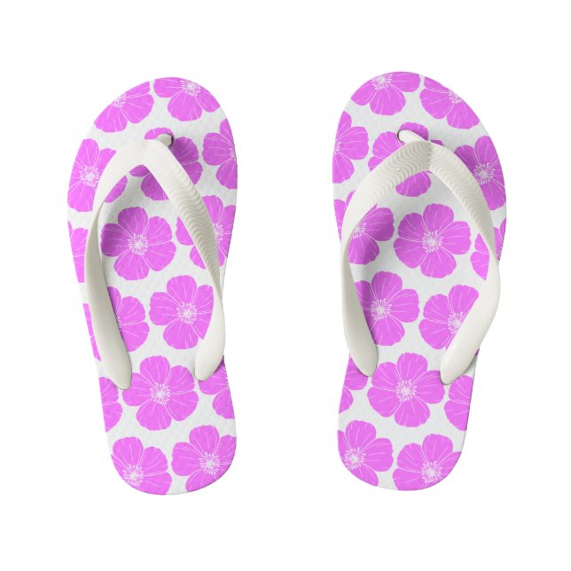 Pink Flowers Kid's Thongs (Footbed)