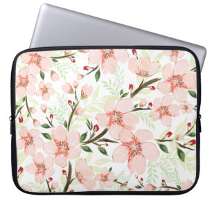 Pink flowers laptop sleeve