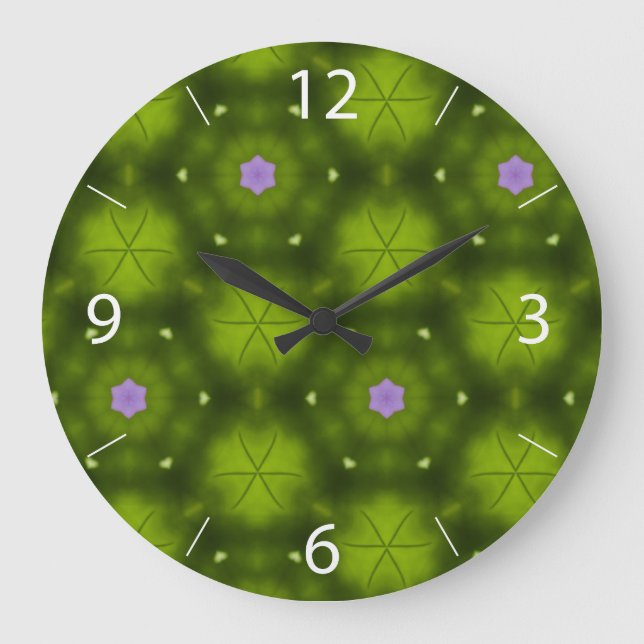 Pink Flowers Large Clock (Front)