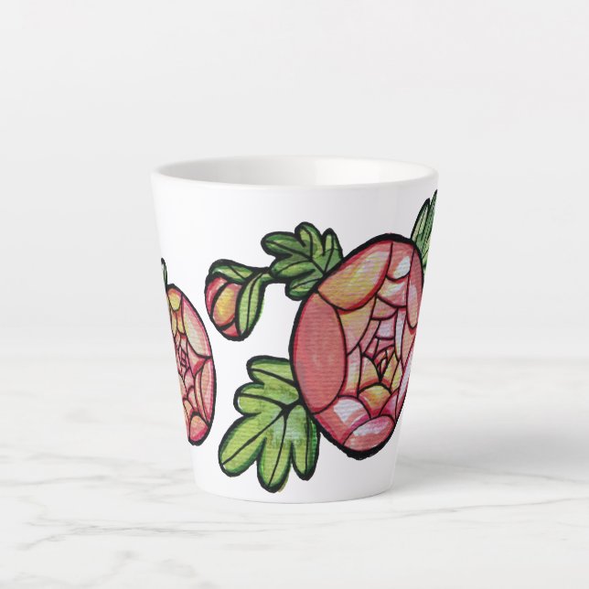 Pink Flowers                                       Latte Mug (Front)