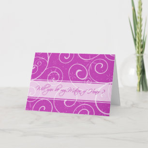Pink Flowers Matron of Honor Invitation Card