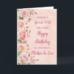 Pink Flowers Mother In Law Birthday Card<br><div class="desc">A beautiful card for your mother in law on her birthday with pastel pink flowers and rose gold effect details.</div>