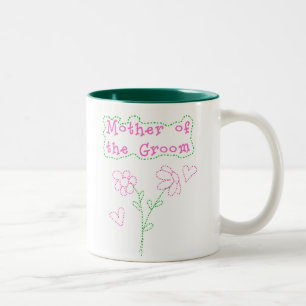 Pink Flowers Mother of Groom Two-Tone Coffee Mug