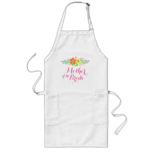 Pink Flowers Mother of the Bride Long Apron