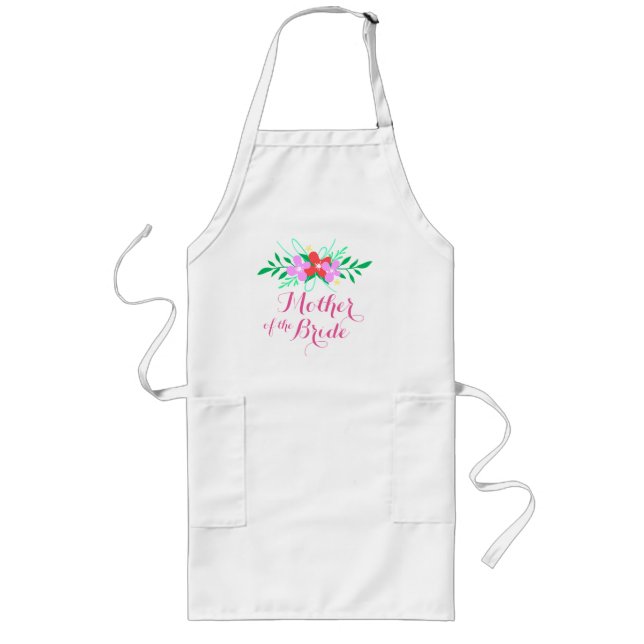 Pink Flowers Mother of the Bride Long Apron (Front)