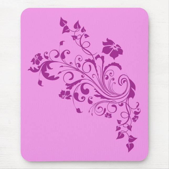 Pink Flowers Mouse Pad (Front)