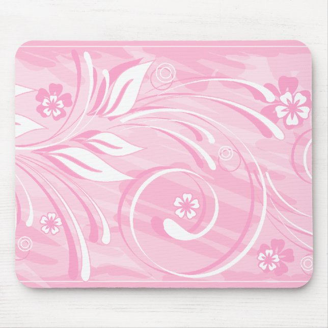 pink flowers mouse pad (Front)