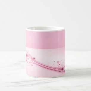 Pink Flowers n Waves Coffee Mug