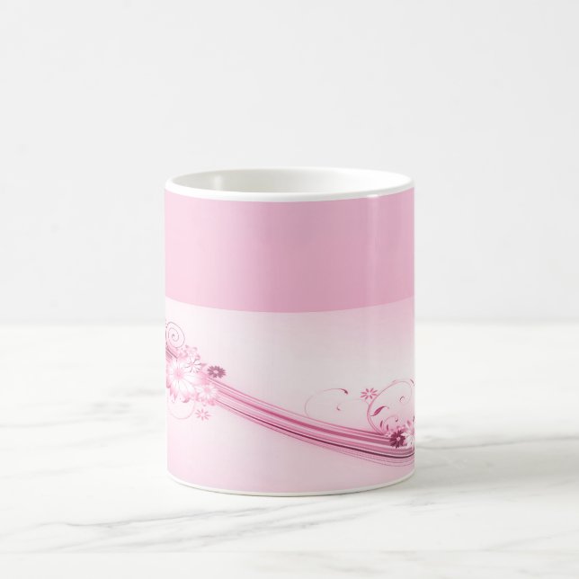 Pink Flowers n Waves Coffee Mug (Center)