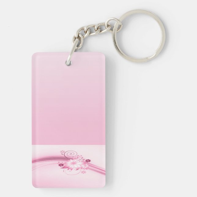 Pink Flowers n Waves Key Ring (Back)